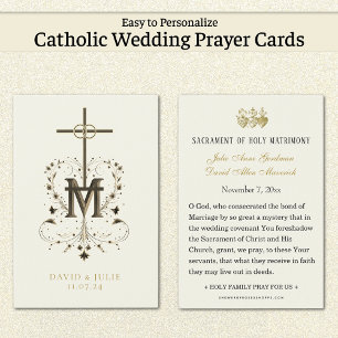 Catholic Wedding Prayer Card with Marian Cross
