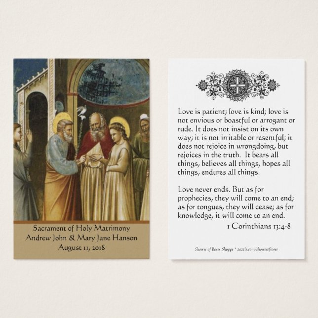 Catholic Wedding Prayer Favour Holy Card (Front & Back)