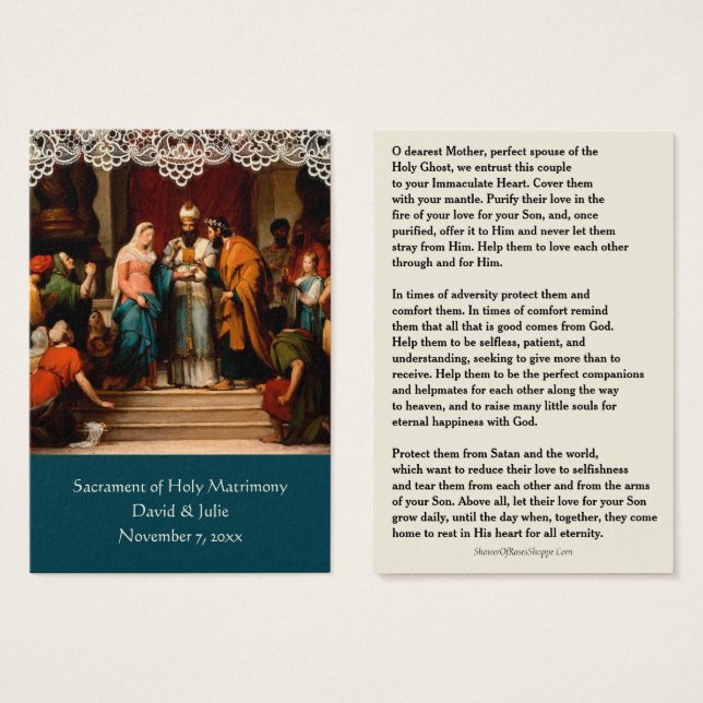 Catholic Wedding Prayer Favour Holy Card (Front & Back)