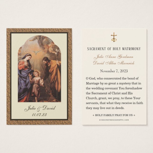 Catholic Wedding Prayer Jesus Mary Joseph (Front & Back)