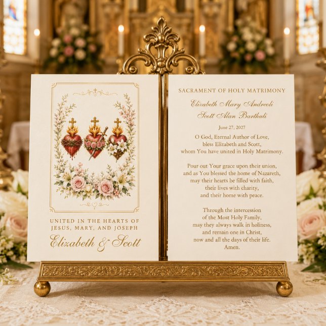 Catholic Wedding Prayer Three Hearts Floral (Creator Uploaded)