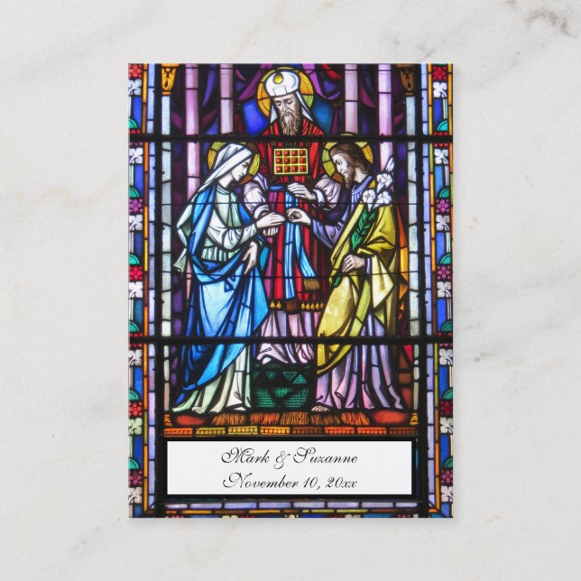 Catholic Wedding Stained Glass Holy Card (Front)