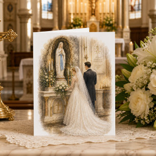 Catholic Wedding Thank You Marian Altar Newlyweds Card
