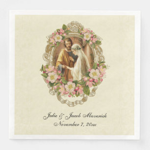Catholic Wedding Vintage Virgin Mary St. Joseph Napkin