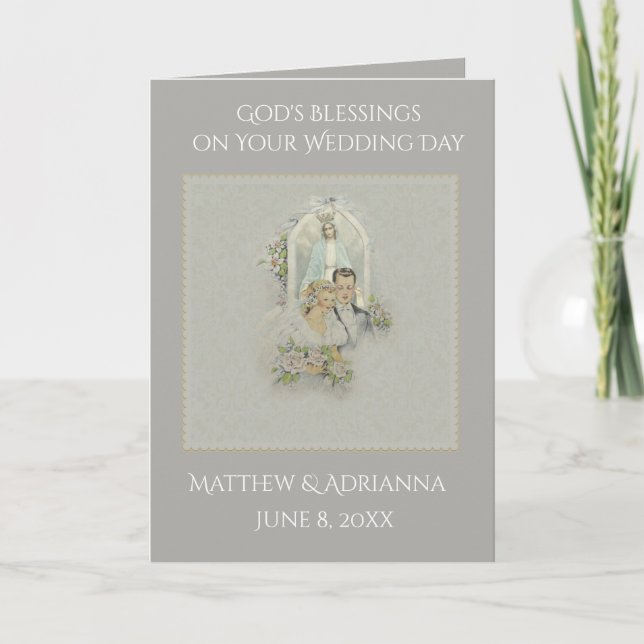 Catholic Wedding Virgin Mary Bride Groom Card (Front)