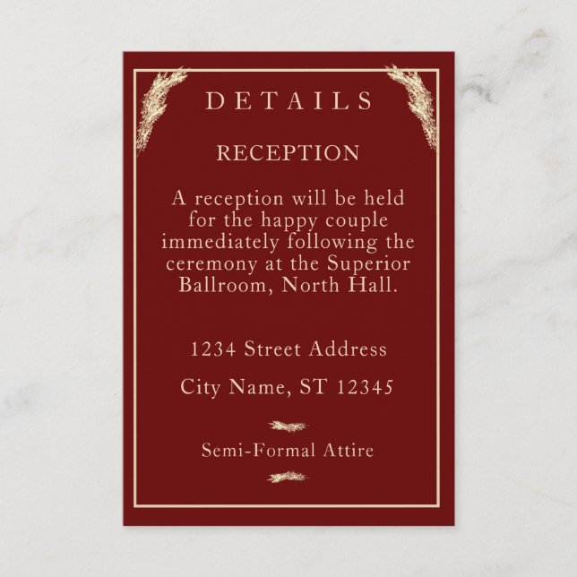 Catholic Winter Wedding Details Enclosure Card (Front)