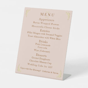 Catholic Winter Wedding Table Menu Pedestal Sign