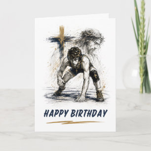Catholic Wrestling Birthday Card for Boys
