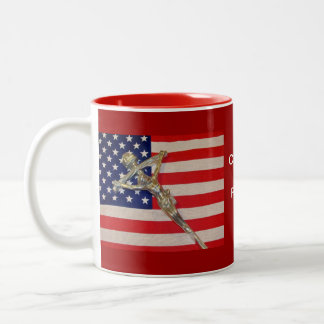 Catholics for Romney 2012 Papal Crucifix USA flag Two-Tone Coffee Mug