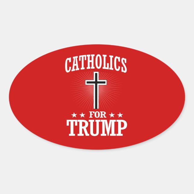 CATHOLICS FOR TRUMP OVAL STICKER (Front)