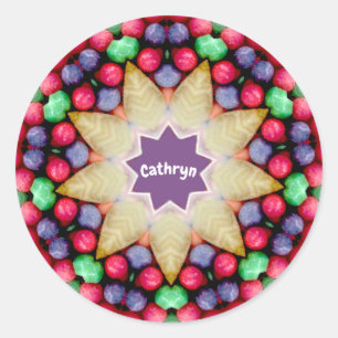 CATHRYN ~ Personalied Easter Candy Pattern ~ Classic Round Sticker