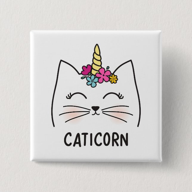Caticorn 15 Cm Square Badge (Front)