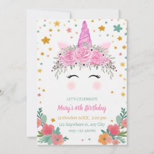 Caticorn Birthday Invitation cati corn invite