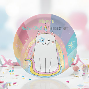 Caticorn Cat Meow-Gical Birthday Kid  Paper Plate