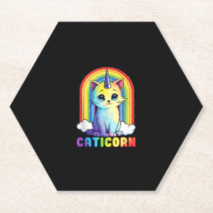 Caticorn cute cat unicorn funny design for Women G Paper Coaster