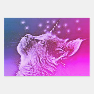 Caticorn Magical Unicorn Cat Customizable Wrapping Paper Sheet