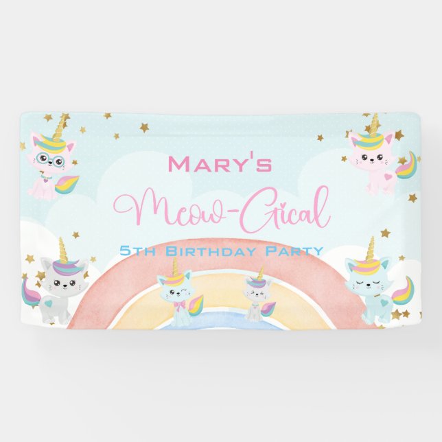 Caticorn Meow-Gical Birthday Banner (Horizontal)