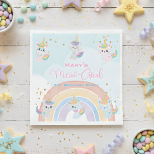 Caticorn Meow-Gical Birthday Napkin