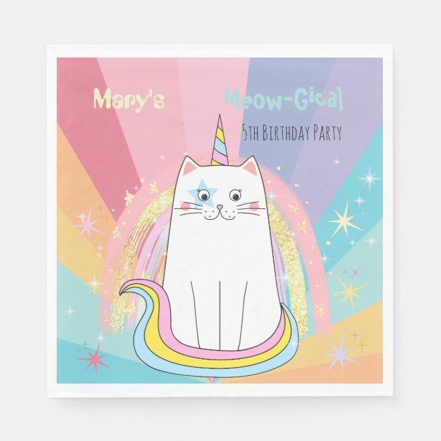 Caticorn Meow-Gical Birthday  Napkin (Front)