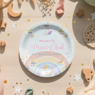 Caticorn Meow-Gical Birthday Paper Plate