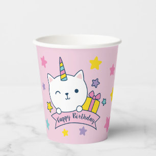 Caticorn Paper Cups Pink