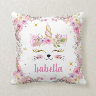 Caticorn personal floral Pillow