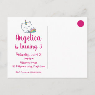 Caticorn   Postcard Invitation   White