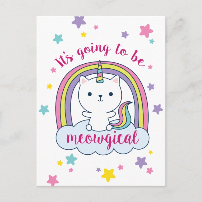 Caticorn | Postcard Invitation | White (Front)