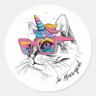 Caticorn   So Meowgical Classic Round Sticker