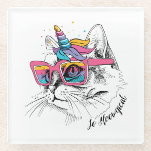Caticorn   So Meowgical Glass Coaster