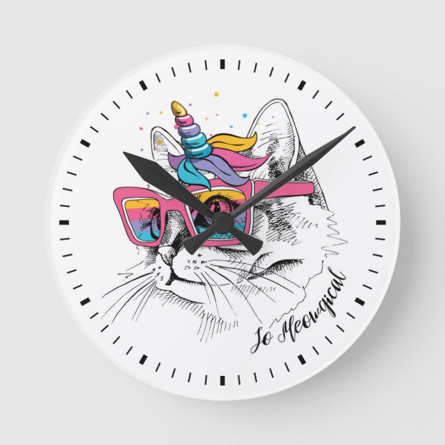 Caticorn | So Meowgical Round Clock (Front)