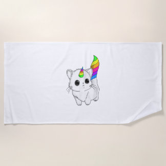 Caticorn Tshirt Unicorn Cat Shirt Rainbow Girls Bo Beach Towel