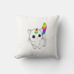 Caticorn Tshirt Unicorn Cat Shirt Rainbow Girls Bo Cushion