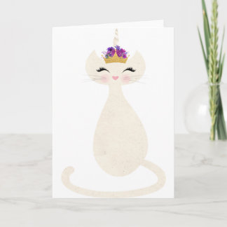 caticorn unicorn cat with princess crown holiday card