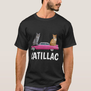 CATILLAC CAT CLASSIC CAR Pink Caddy T-SHIRT