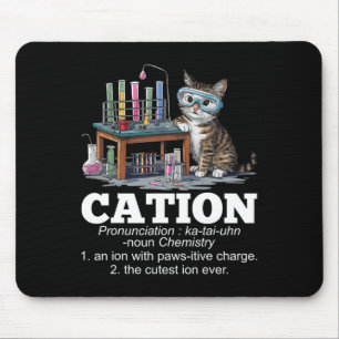 Cation Chemistry Humour Science Teacher Cat Pun Fu Mouse Pad
