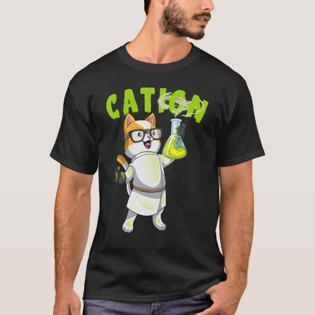 Cation Cute Science Cat Pawsitive Element Chemistr T-Shirt (Front)