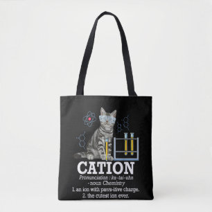 Cation Fun Chemistry Humour Science Teacher Cat Pu Tote Bag