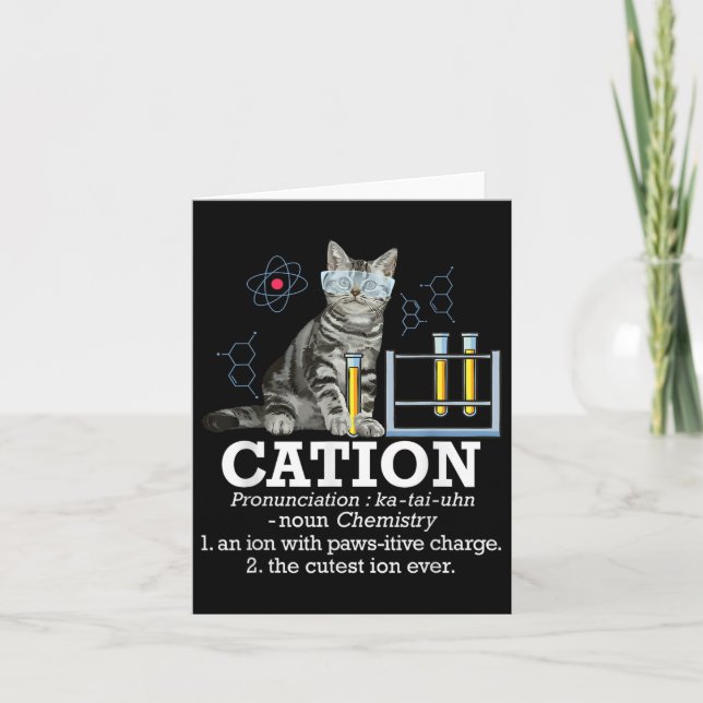 Cation - Funny Chemistry Humour Science Teacher Ca Card (Front)