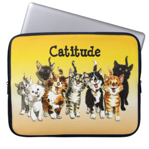 Catitude Cute Kitty Cats Laptop Sleeve