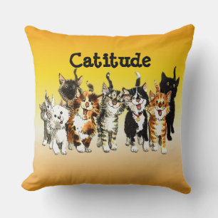 Catitude Cute Kitty Cats Throw Pillow