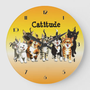 Catitude Cute Kitty Cats Wall Clock