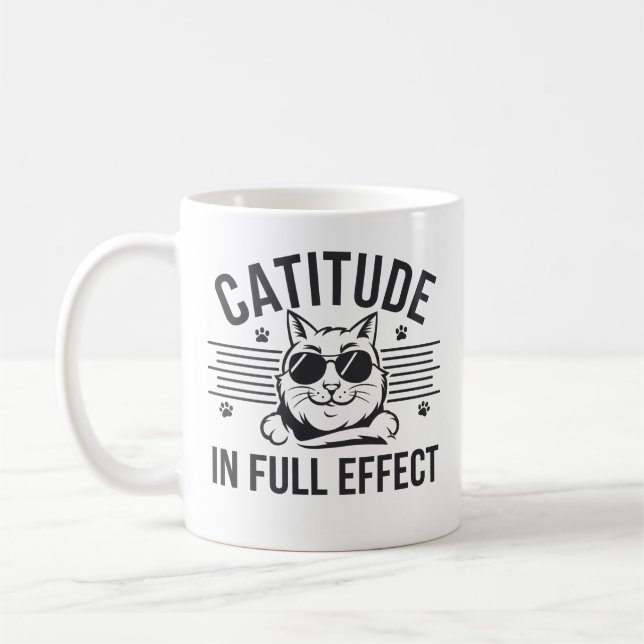 catitude in full effect  pet lovers gift coffee mug (Left)