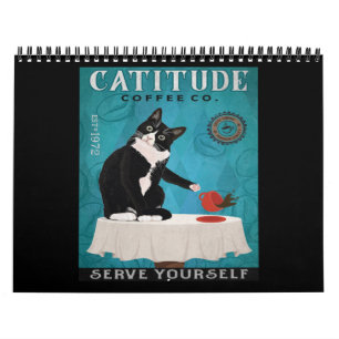 Catitude Tuxedo Cat Coffee Company Funny Tuxedo Calendar
