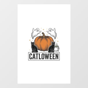 Catloween Black Cat Ghost Halloween Vector Design_