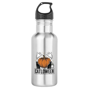 Catloween Black Cat Ghost Halloween Vector Design_ 532 Ml Water Bottle