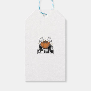 Catloween Black Cat Ghost Halloween Vector Design_ Gift Tags