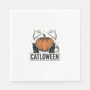 Catloween Black Cat Ghost Halloween Vector Design_ Napkin