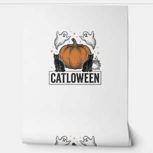 Catloween Black Cat Ghost Halloween Vector Design_ Wallpaper