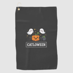 Catloween Cute Ghost Cat Halloween Design_1 Golf Towel